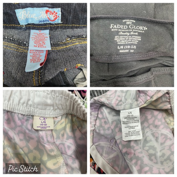 Peace Sign Outfit Set Tank‎ Top Shorts Blue Jeans Girls Size L/G 10/12 Retro - Picture 6 of 6